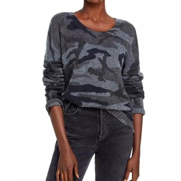 Rails Wool Cashmere Blend Louis Charcoal Camo Sweater Size Large - Picture 1 of 6